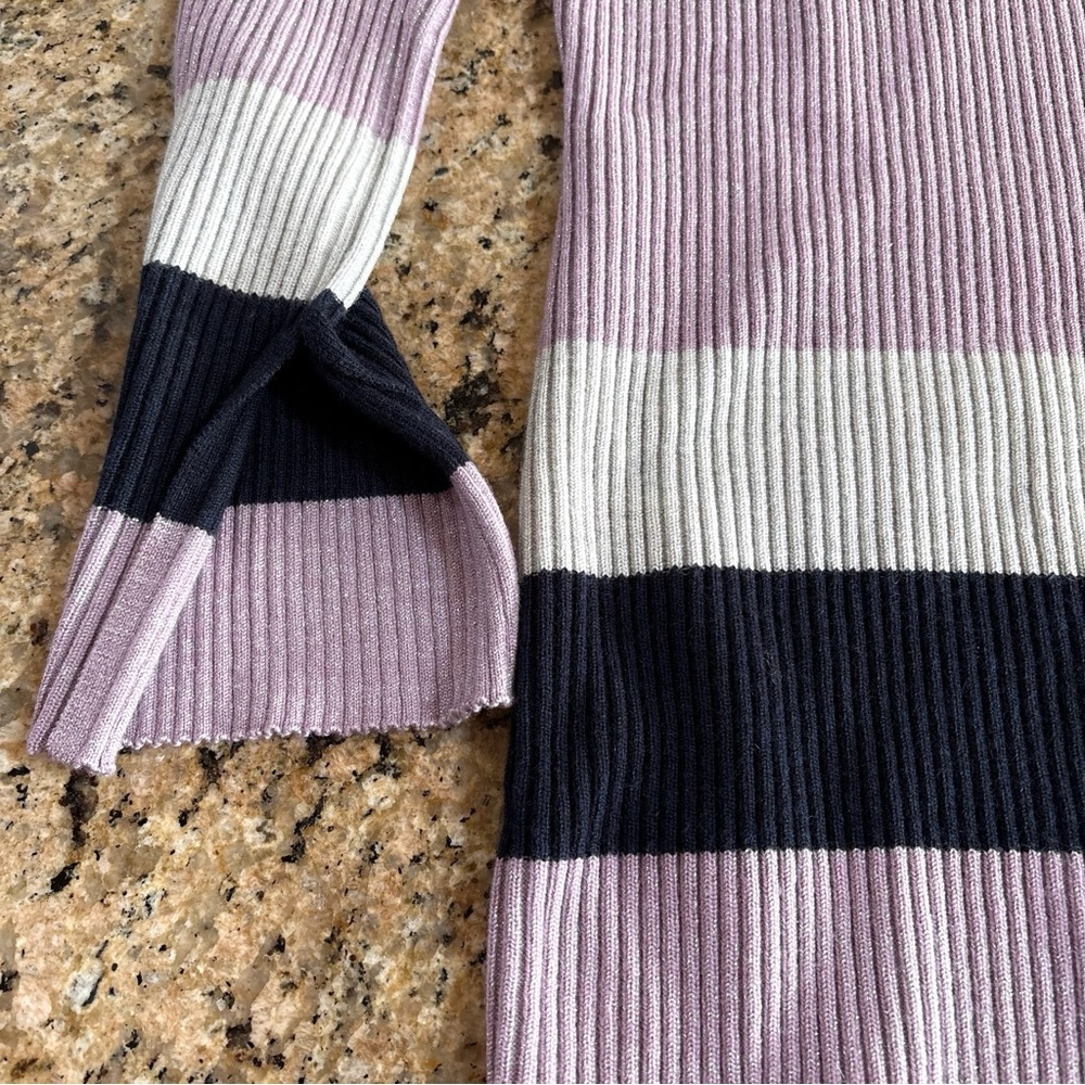 Club Monaco Merino Wool Striped Knit Sweater Dress Size M Pink Black White - Picture 12 of 13